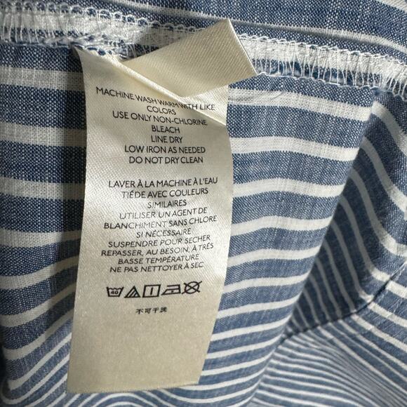 Free People Jess Oversized Shirt Dress Striped Blue Button Front Tie Women's XS - Picture 14 of 15